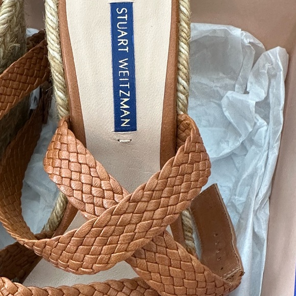 Stuart Weitzman Elsie Woven Leather Espadrille Wedge - Picture 4 of 8